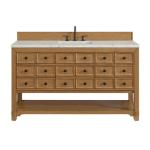Malibu 60IN Single Vanity Amber Birch w/ 3 CM Victorian Silver Top