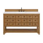 Malibu 60IN Single Vanity Amber Birch w/ 3 CM White Zeus Top