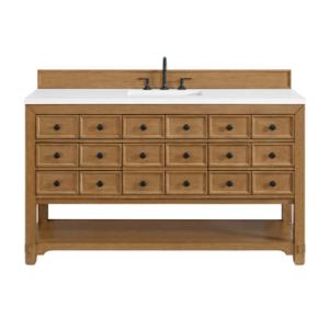 Malibu 60IN Single Vanity Amber Birch w/ 3 CM White Zeus Top