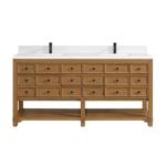 Malibu 72IN Double Vanity Amber Birch w/ Single Hole 3 CM White Zeus Top & Backsplash