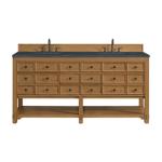Malibu 72IN Double Vanity Amber Birch w/ 3 CM Charcoal Soapstone Top