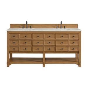 Malibu 72IN Double Vanity Amber Birch w/ 3 CM Victorian Silver Top