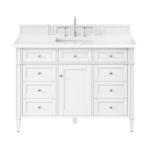 Brittany 48IN Single Vanity Bright White w/ 3 CM White Zeus Silestone Top