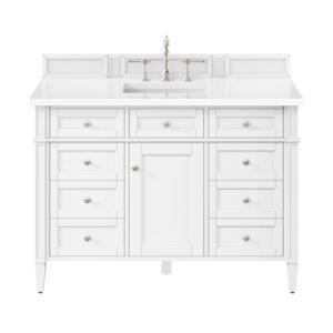 Brittany 48IN Single Vanity Bright White w/ 3 CM White Zeus Silestone Top