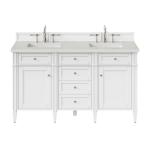 Brittany 60IN Double Vanity Bright White w/ 3 CM Lime Delight Silestone Top