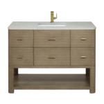 Lucian 48IN Single Vanity Pebble Oak w/ 3 CM Victorian Silver Silestone Top