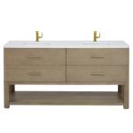 Lucian 72IN Double Vanity Pebble Oak w/ 3 CM White Zeus Silestone Top
