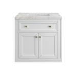 Chicago 30IN Single Vanity Glossy White w/ 3 CM Eternal Jasmine Pearl Silestone Top