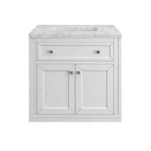 Chicago 30IN Single Vanity Glossy White w/ 3 CM Eternal Jasmine Pearl Silestone Top