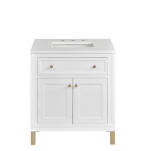Chicago 30IN Single Vanity Glossy White w/ 3 CM White Zeus Silestone Top