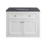 Chicago 36IN Single Vanity Glossy White w/ 3 CM Charcoal Soapstone Silestone Top