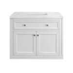 Chicago 36IN Single Vanity Glossy White w/ 3 CM Ethereal Noctis Silestone Top