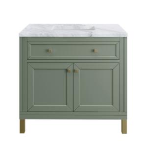 Chicago 36IN Single Vanity Smokey Celadon w/ 3 CM Carrara Marble Top