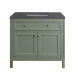 Chicago 36IN Single Vanity Smokey Celadon w/ 3 CM Charcoal Soapstone Silestone Top
