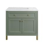 Chicago 36IN Single Vanity Smokey Celadon w/ 3 CM Ethereal Noctis Silestone Top