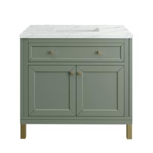Chicago 36IN Single Vanity Smokey Celadon w/ 3 CM Ethereal Noctis Silestone Top