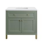 Chicago 36IN Single Vanity Smokey Celadon w/ 3 CM White Zeus Silestone Top
