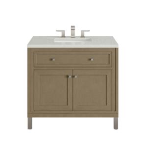 Chicago 36IN Single Vanity Walnut Whisper w/ 3 CM Lime Delight Silestone Top