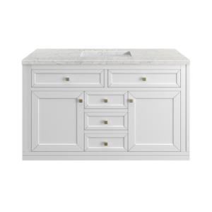 Chicago 48IN Single Vanity Glossy White w/ 3 CM Eternal Jasmine Pearl Silestone Top