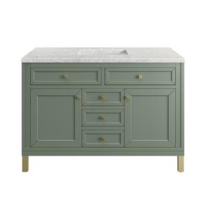 Chicago 48IN Single Vanity Smokey Celadon w/ 3 CM Eternal Jasmine Pearl Silestone Top