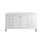 Chicago 60IN Double Vanity Glossy White w/ 3 CM Ethereal Noctis Silestone Top