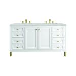 Chicago 60IN Double Vanity Glossy White w/ 3 CM Victorian Silver Silestone Top