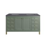 Chicago 60IN Double Vanity Smokey Celadon w/ 3 CM Charcoal Soapstone Silestone Top