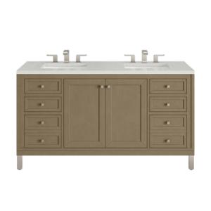 Chicago 60IN Double Vanity Walnut Whisper w/ 3 CM Lime Delight Silestone Top