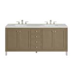 Chicago 72IN Double Vanity Walnut Whisper w/ 3 CM Ethereal Noctis Silestone Top