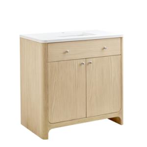 Gracyn 36IN Single Vanity Coastal Driftwood w/ 3 CM White Zeus Quartz Top