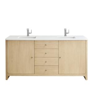 Gracyn 72IN Double Vanity Coastal Driftwood w/ 3 CM White Zeus Quartz Top