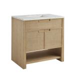 Solene 36IN Single Vanity Seaside Oak w/ 3 CM Ethereal Noctis Quartz Top