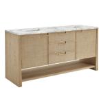 Solene 72IN Double Vanity Seaside Oak w/ 3 CM Carrara Marble Top