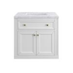 Chicago 30IN Single Vanity Glossy White w/ 3 CM Carrara Marble Top