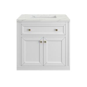 Chicago 30IN Single Vanity Glossy White w/ 3 CM Ethereal Noctis Silestone Top