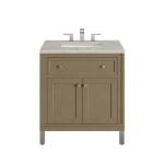 Chicago 30IN Single Vanity Walnut Whisper w/ 3 CM Victorian Silver Silestone Top