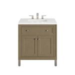 Chicago 30IN Single Vanity Walnut Whisper w/ 3 CM White Zeus Silestone Top