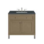 Chicago 36IN Single Vanity Walnut Whisper w/ 3 CM Charcoal Soapstone Silestone Top