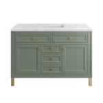 Chicago 48IN Single Vanity Smokey Celadon w/ 3 CM Ethereal Noctis Silestone Top