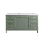 Chicago 60IN Double Vanity Smokey Celadon w/ 3 CM Ethereal Noctis Silestone Top
