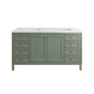 Chicago 60IN Double Vanity Smokey Celadon w/ 3 CM Ethereal Noctis Silestone Top