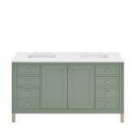 Chicago 60IN Double Vanity Smokey Celadon w/ 3 CM White Zeus Silestone Top