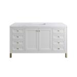 Chicago 60IN Single Vanity Glossy White w/ 3 CM Carrara Marble Top