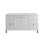 Chicago 60IN Single Vanity Glossy White w/ 3 CM Eternal Jasmine Pearl Silestone Top