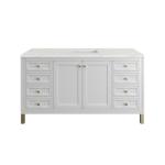 Chicago 60IN Single Vanity Glossy White w/ 3 CM Ethereal Noctis Silestone Top