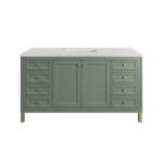 Chicago 60IN Single Vanity Smokey Celadon w/ 3 CM Eternal Jasmine Pearl Silestone Top