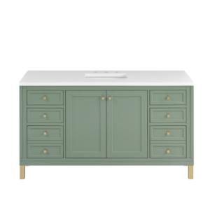 Chicago 60IN Single Vanity Smokey Celadon w/ 3 CM White Zeus Silestone Top