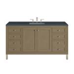 Chicago 60IN Single Vanity Walnut Whisper w/ 3 CM Charcoal Soapstone Silestone Top