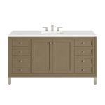 Chicago 60IN Single Vanity Walnut Whisper w/ 3 CM White Zeus Silestone Top