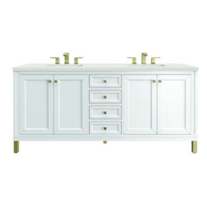 Chicago 72IN Double Vanity Glossy White w/ 3 CM Lime Delight Silestone Top